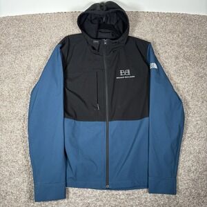 The North Face Mens XL Ridgewall Soft Shell Jacket Full Zip Blue Logo Windwall